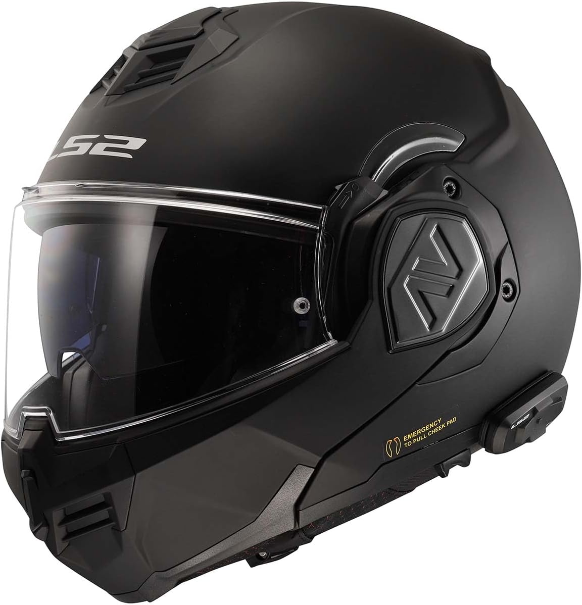 LS2 Helmets Advant Modular Helmet with Integrated Cardo 4X Bluetooth (Noir Matte Black - Large)