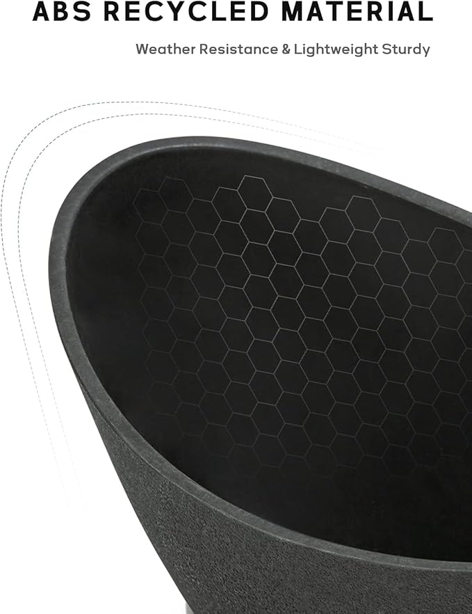 LaDoVita Plant Pots with Drainage Holes, 12 Inch Large Planters for Indoor Plants, Plastic Flower Pots Outdoor, Set of 2 Pack, Frosted Black