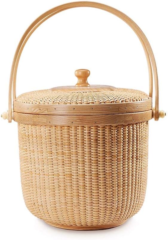 Nantucket style basket Picnic Basket rattan Handmade Products woven Sewing storage basket Two swing handles Tote Bag For Women