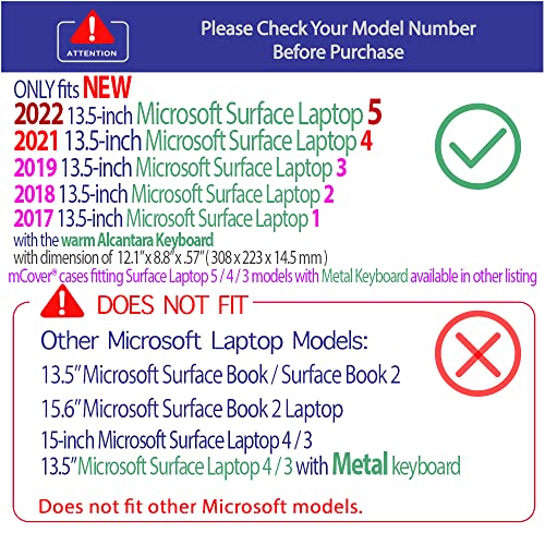 mCover Case Compatible for 13.5" Microsoft Surface Laptop (5/4 / 3/2 / 1) with Alcantara Keyboard ONLY (NOT Compatible with Surface Book and Tablet) - Black - color: Black