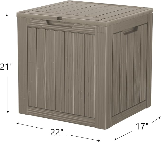 35 Gallon Lockable Resin Deck Box, Waterproof & UV-Resistant Outdoor Storage Box for Outdoor Cushion Storage, Garden Tools & Pool Accessories Storage, Gray