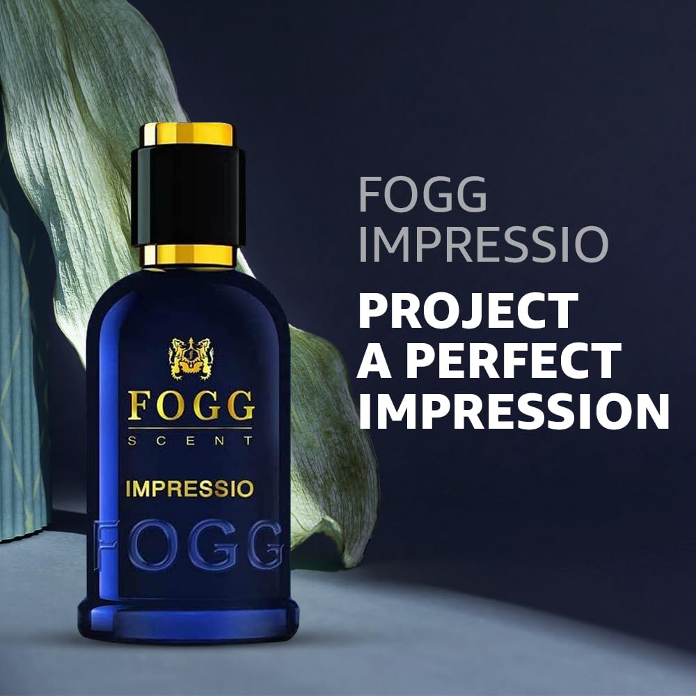 Fogg Scent Impressio Eau de Parfum for Men | Fresh Woody Aromatic Perfume | Daily Wear Fragrance with Green Apple & Bergamot | Long Lasting EDP | 3.38 oz (100 ml)