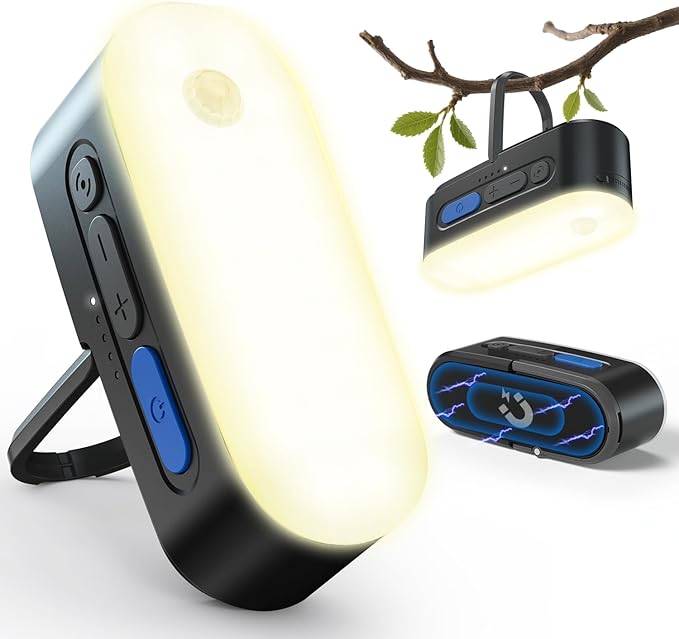 Motion Sensor Camping Lights,Rechargeable Camping Lantern, Portable Hanging Tent Lights,IPX5 Waterproof Emergency Light for Outdoor,SOS Mode Hurricane Power Outages,Magnet Work Light,1 Pack