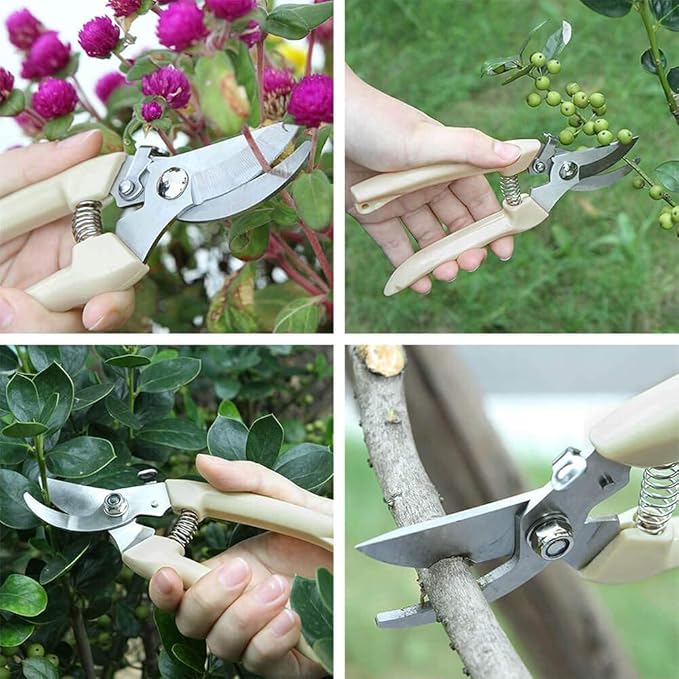 BUGUI Bypass Garden Pruning Shears - 2 Pack, Ultra Lightweight Hand Pruners Make Cut Smooth & Clean, Professional Gardening Scissors for Cutting Live Flowers, Plants, Light Branches