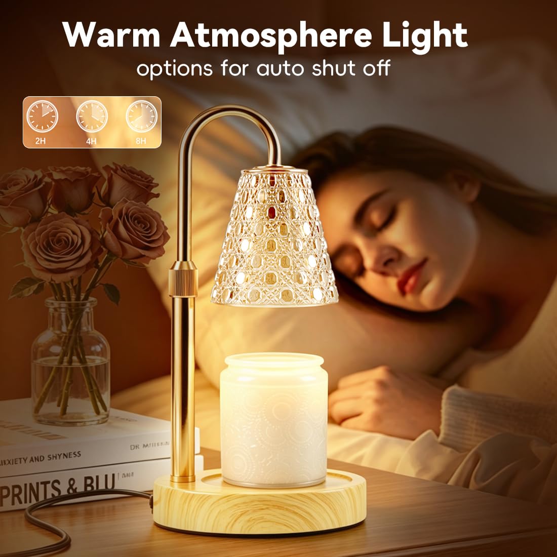 HOLA Electric Candle Warmer Lamp Gold, Candle Lamp Warmer with Timer