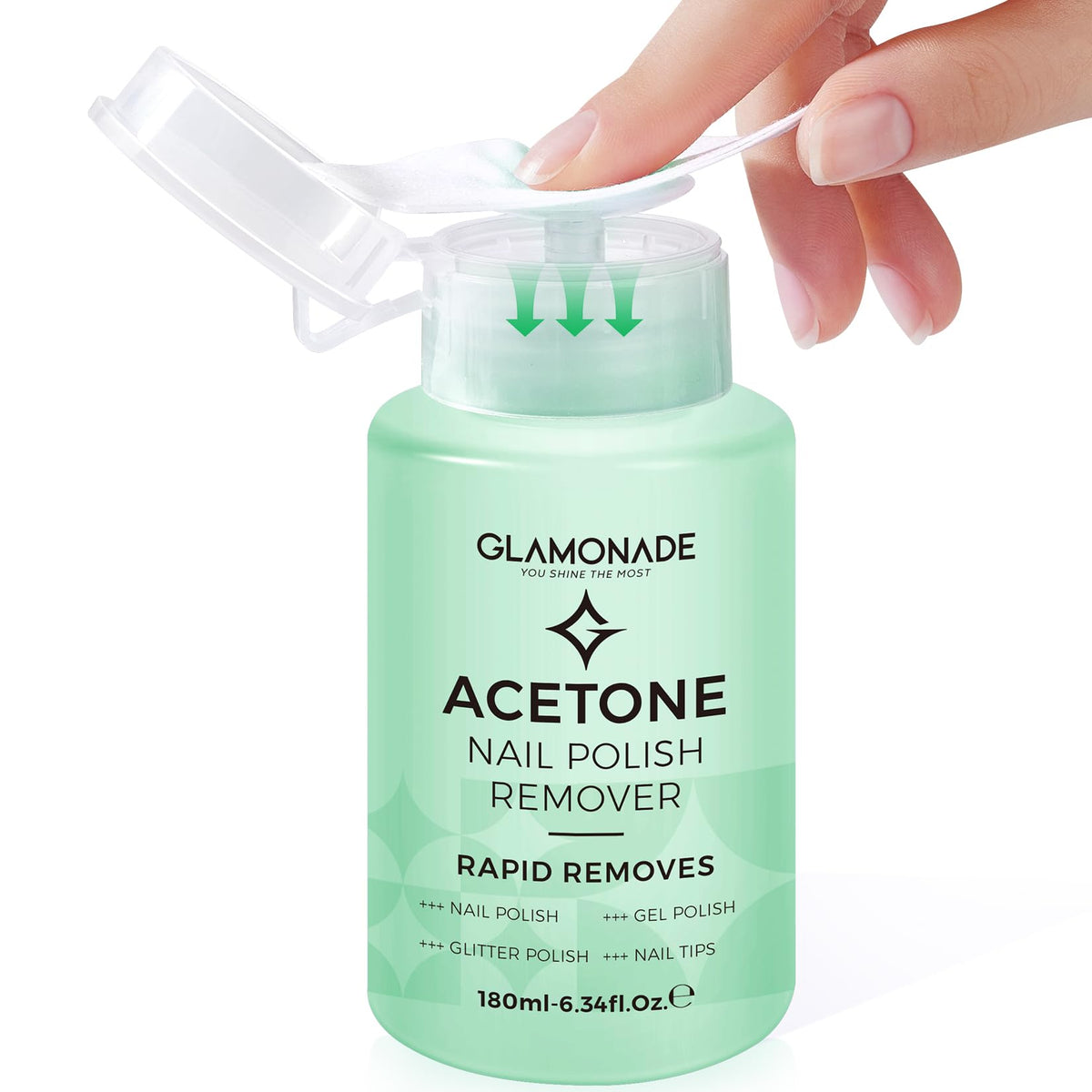 Glamonade Acetone Nail Polish Remover Pump Srong Polish Gel Removal 6.34oz