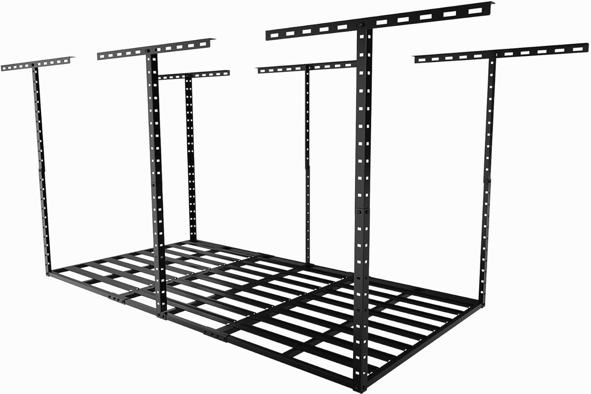 SunsGrove 3x6 Garage Storage Overhead Rack Organization, Adjustable Ceiling Mounted Storage Racks, 800LBS Weight Capacity, 22"-40" Ceiling Dropdown, Black