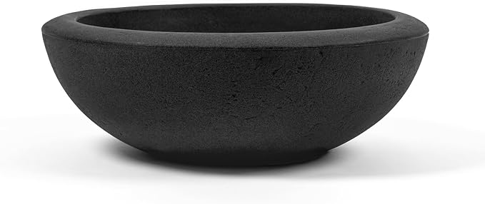 ARBORA 21" Santorini Bowl Polyresin Indoor and Outdoor Planter with Classic Black Finish - Durable, Weatherproof, Lightweight, Large Plant Pot for Patio, Garden, Deck, Entryway
