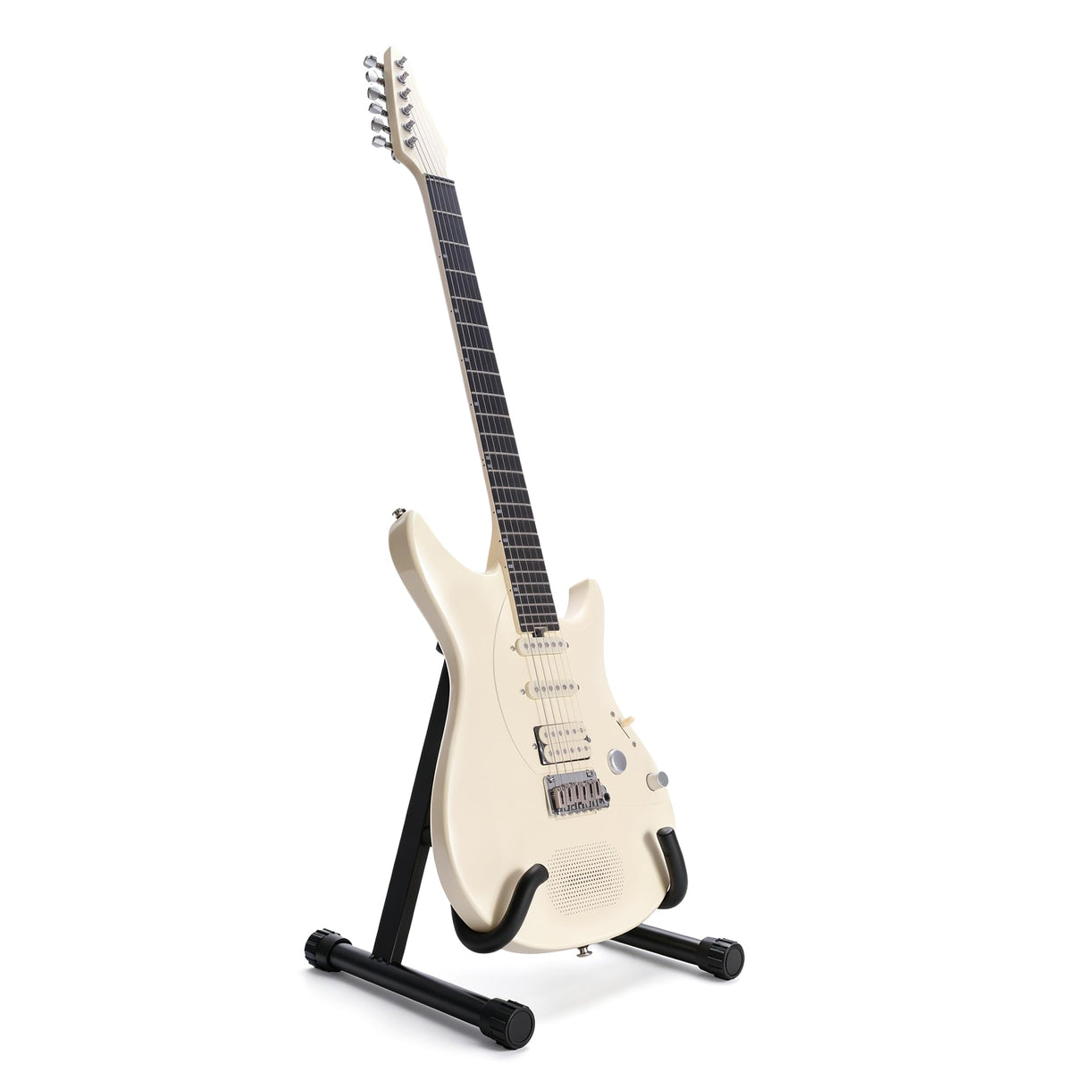EmberGlow Electric Guitar Stand With Heavy-Duty Metal Auto-Lock, Adjustable Slim-Fit Neck Hook & Self-Leveling Feet, Secure Display Cradle for Electric Guitars