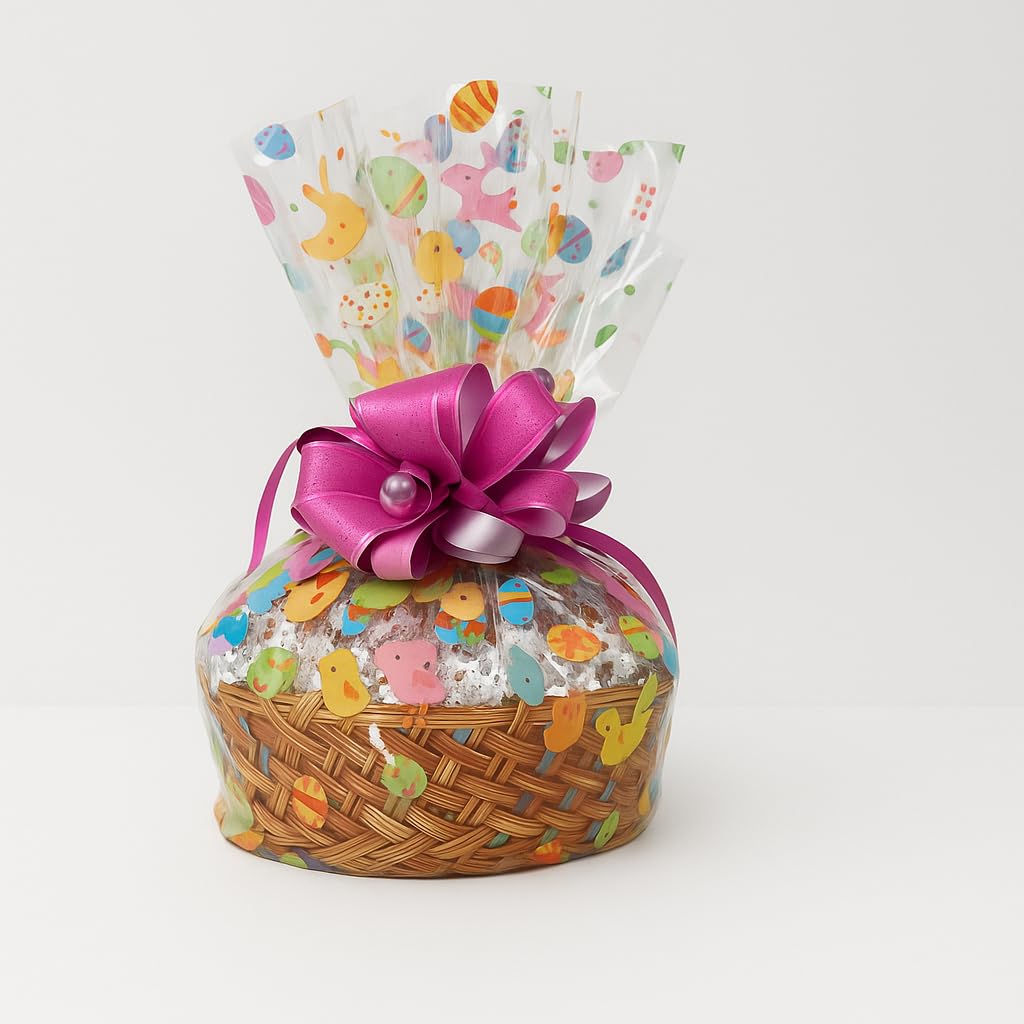 Easter Basket with Chocolate, Candy & Snacks - 12 Inch Easter Wrapped Gift Basket - Spring Holiday Treats for Family, Friends & Coworkers (Premium)