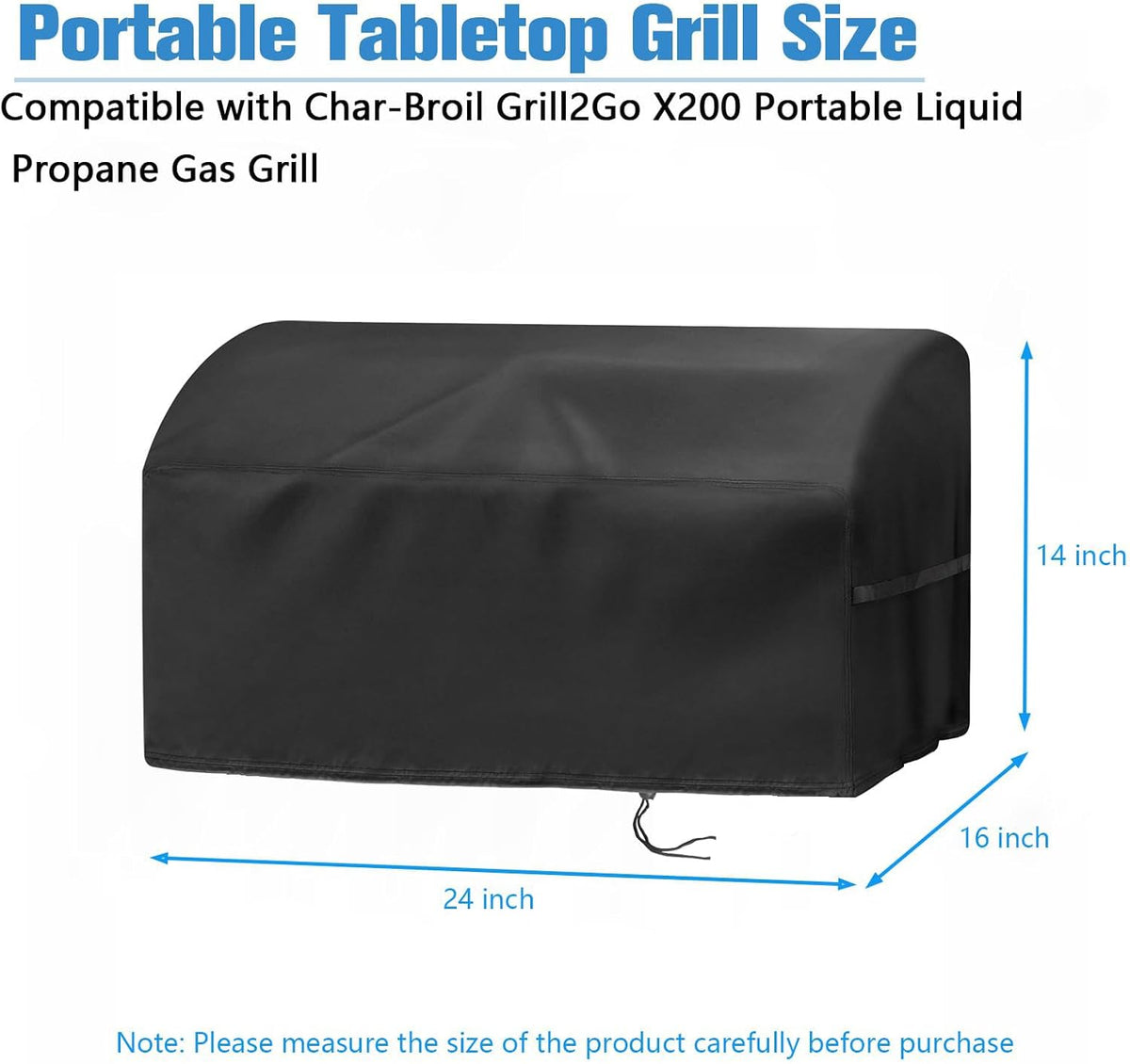 Grill Cover for Char Broil Grill2Go X200 Portable Propane Gas Grill,Waterproof Small Table Top BBQ Grill Cover,Heavy Duty 600D Outdoor Tabletop Grill Cover