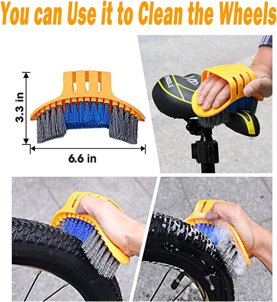 10pcs Bike Cleaning Kit, Bicycle Clean Brush Tool Including Chain Cleaner for Cycling,Bike Chain Cleaner Brush Suitable fo Mountain/Dirt/MT/Road/BMX Bike