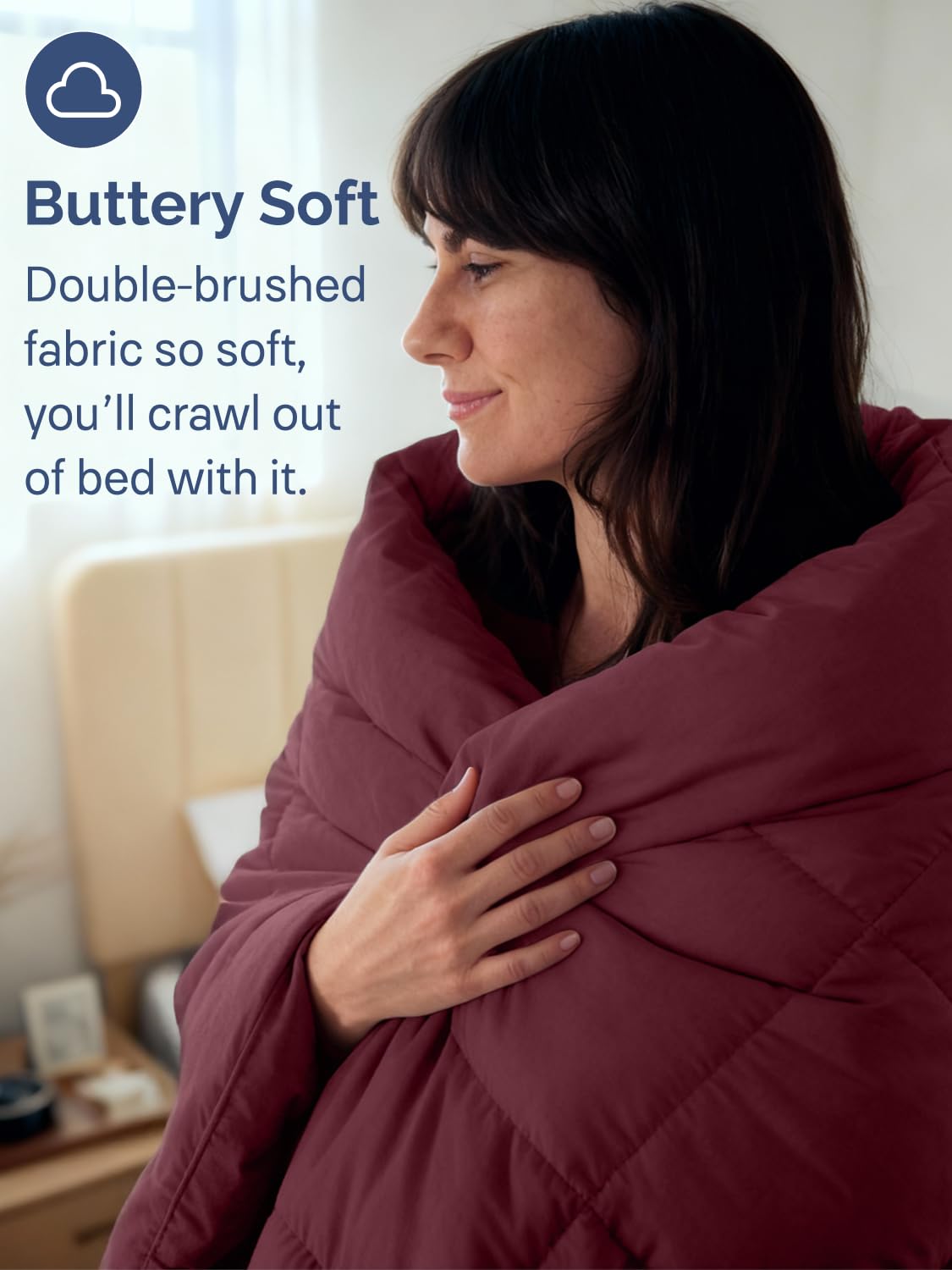 Comforter Cal King - Down Alternative Duvet Insert, Burgundy, 102" x 96"