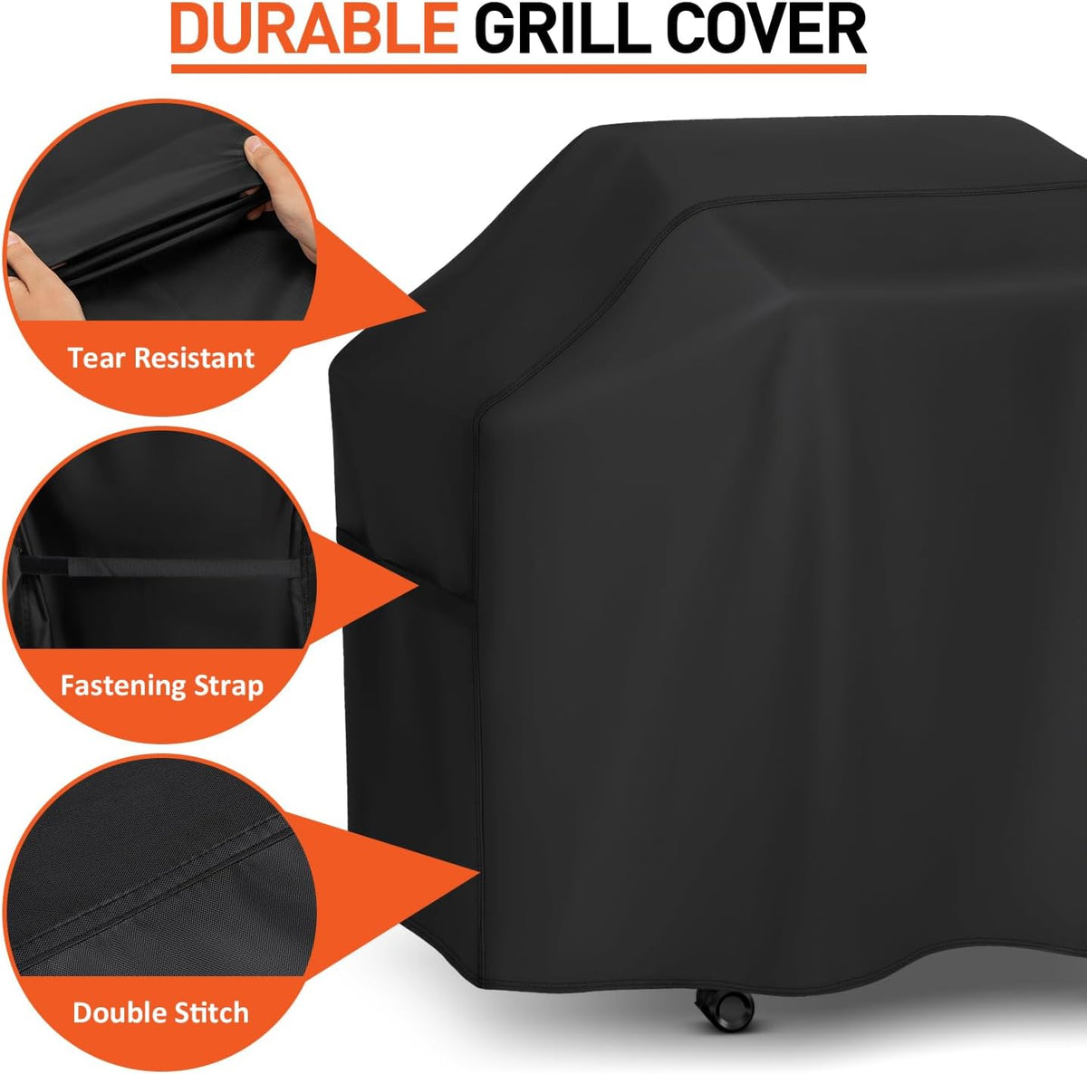 65 Inch Grill Cover Waterproof and Fade Resistant Barbecue Gas Grill Covers for Outside, All Weather Protection Compatible with Weber Char Broil Nexgrill and More Grills