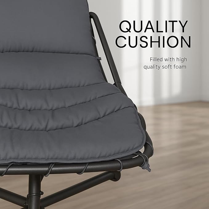 Weatherproof Replacement Cushion Pad and Umbrella for Hanging Lounge Chair Outdoor Chaise Hanging Hammock Chair - Long-Lasting, Fade-Resistant, Quick-Dry, Outdoor Lounge Replacement Set (Gray)