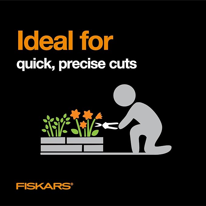 Fiskars 6" Pruning Scissors (2-Pack) for Flowers, Buds, Weeds and Small Plants, Garden Snips with Resin Resistant Nonstick Stainless Steel Blades, Gardening Trimmers with Comfortable Handle
