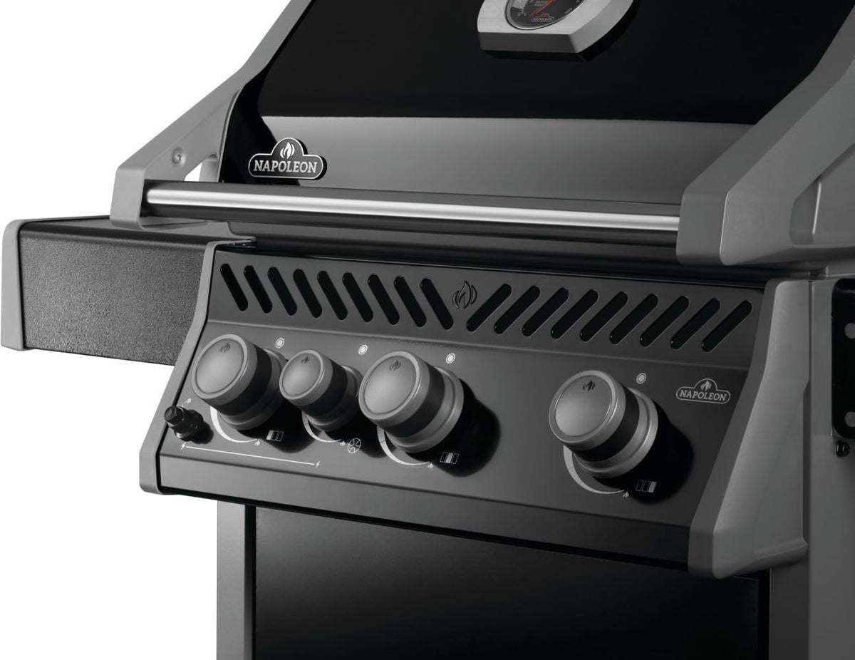 Napoleon Rogue 425 Natural Gas Grill with Range Side Burner, Black, 3 Stainless Steel Main Burners, Durable Outdoor Cooking