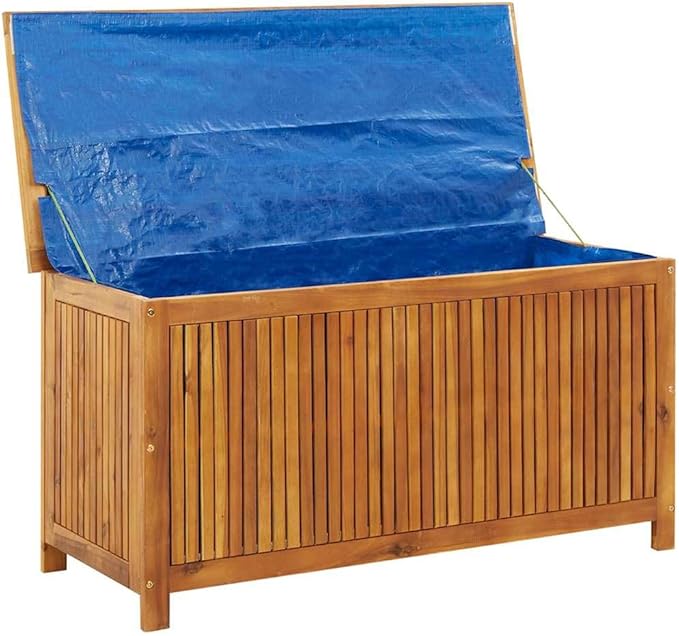 vidaXL Outdoor Storage Box - Wooden Deck Cabinet for Patio/Garden with Water-Resistant Lining, Farmhouse Style