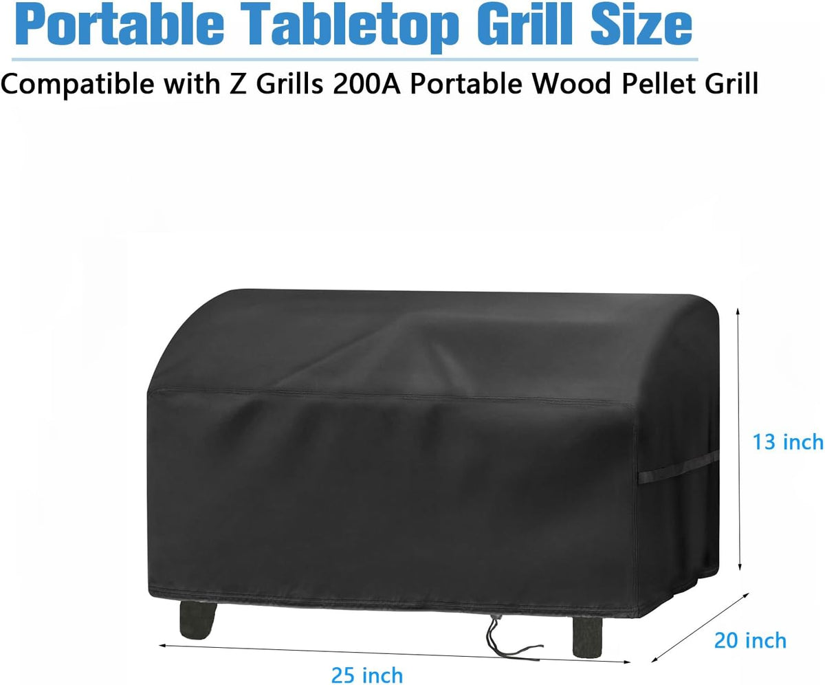 Grill Cover for Z Grills Cruiser 200a Portable Pellet Grill,Waterproof Small Tabletop BBQ Grill Covers - 25 x 20 x 13 Inch