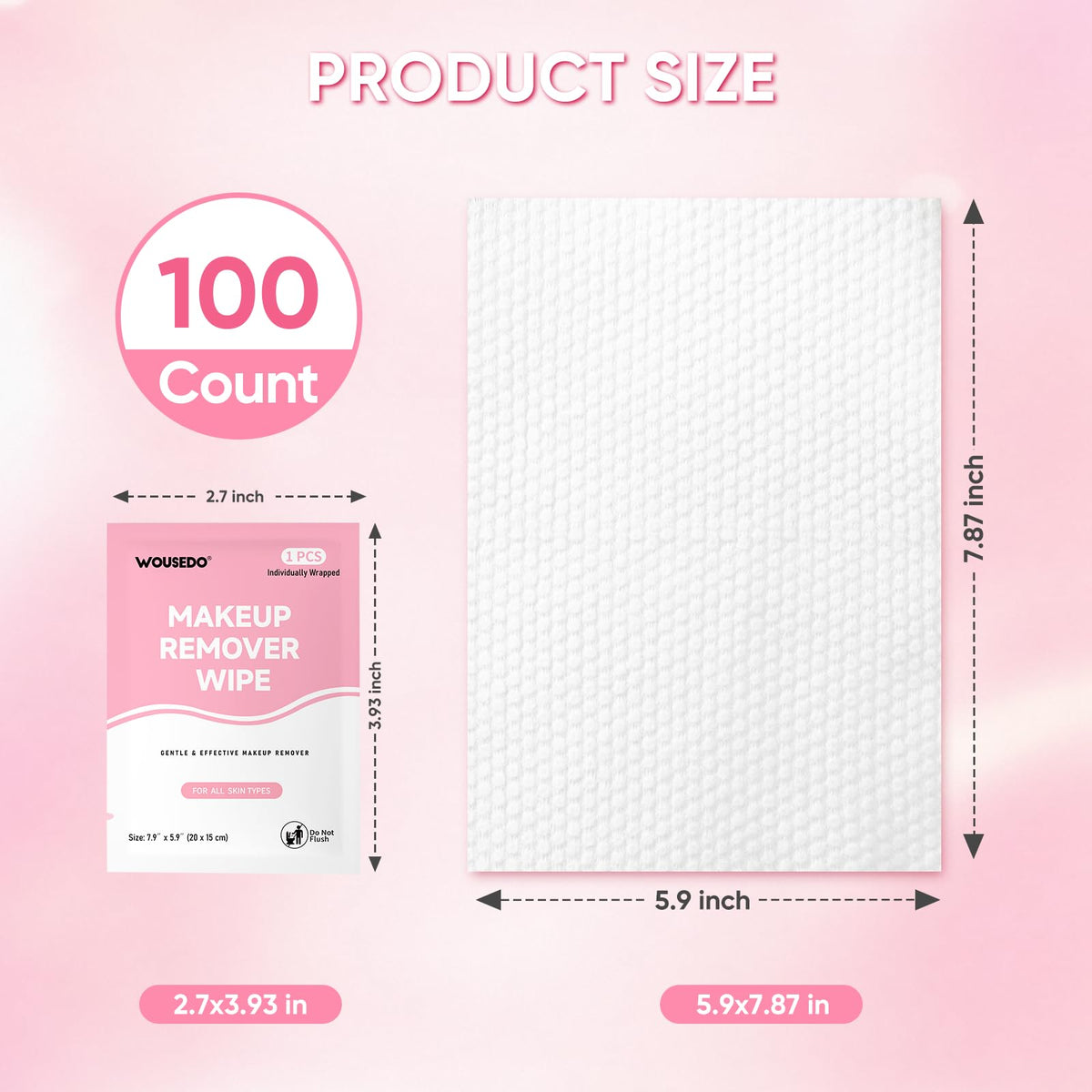 Makeup Remover Wipes 300 Count, Individually Wrapped & Hypoallergenic