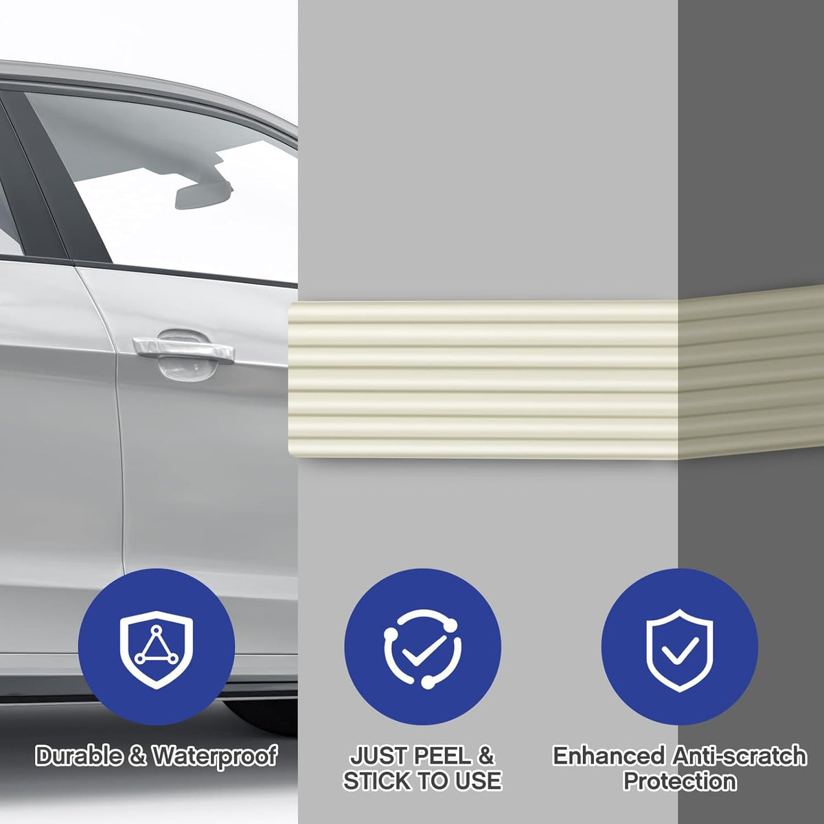 Garage Wall Protector 3.15in x 10ft Self-Adhesive Rubber Bumper Protectors Strip for Car SUV Doors Waterproof Anti-Scratch Wall Bumper Guard for Garage Car(Beige)