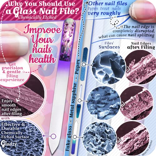 Genuine Czech Glass Nail File Set - Callus Remover Foot Rasp, Cuticle Pusher Manicure Stick, Double Sided Etched Different Grit Surface, Professional Nail Care Tool, Made in EU - color: All-in-one Set - Yellow Orange