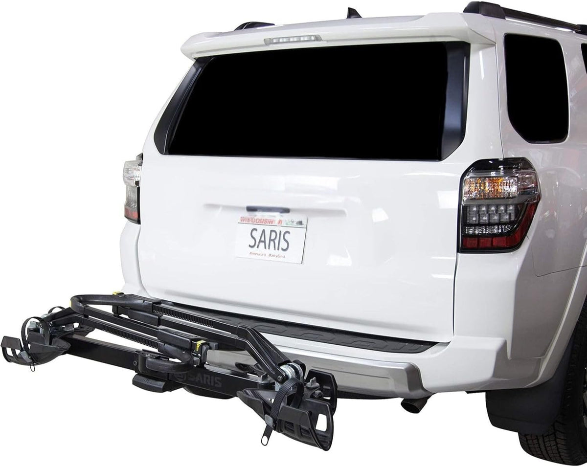 Saris SuperClamp EX 2-Bike Hitch Rack – Lightweight Platform Bike Carrier for Car, SUV, Truck – Tilting Design, Secure Wheel Clamping, Fits Road, Mountain, E-Bikes – 1.25" and 2" Hitch Receiver