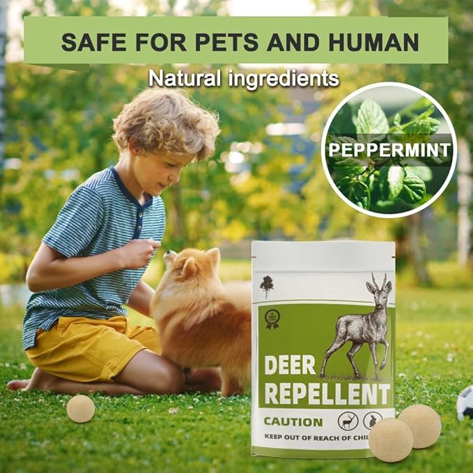 Deer Repellent, Rabbit Repellent Outdoor, Deer Deterrent for Plants, Keep Rabbits Out of Backyard, Deer and Rabbit Repellant, Deer Repellant Balls for Flowers Shrubs & Trees-10 Packs