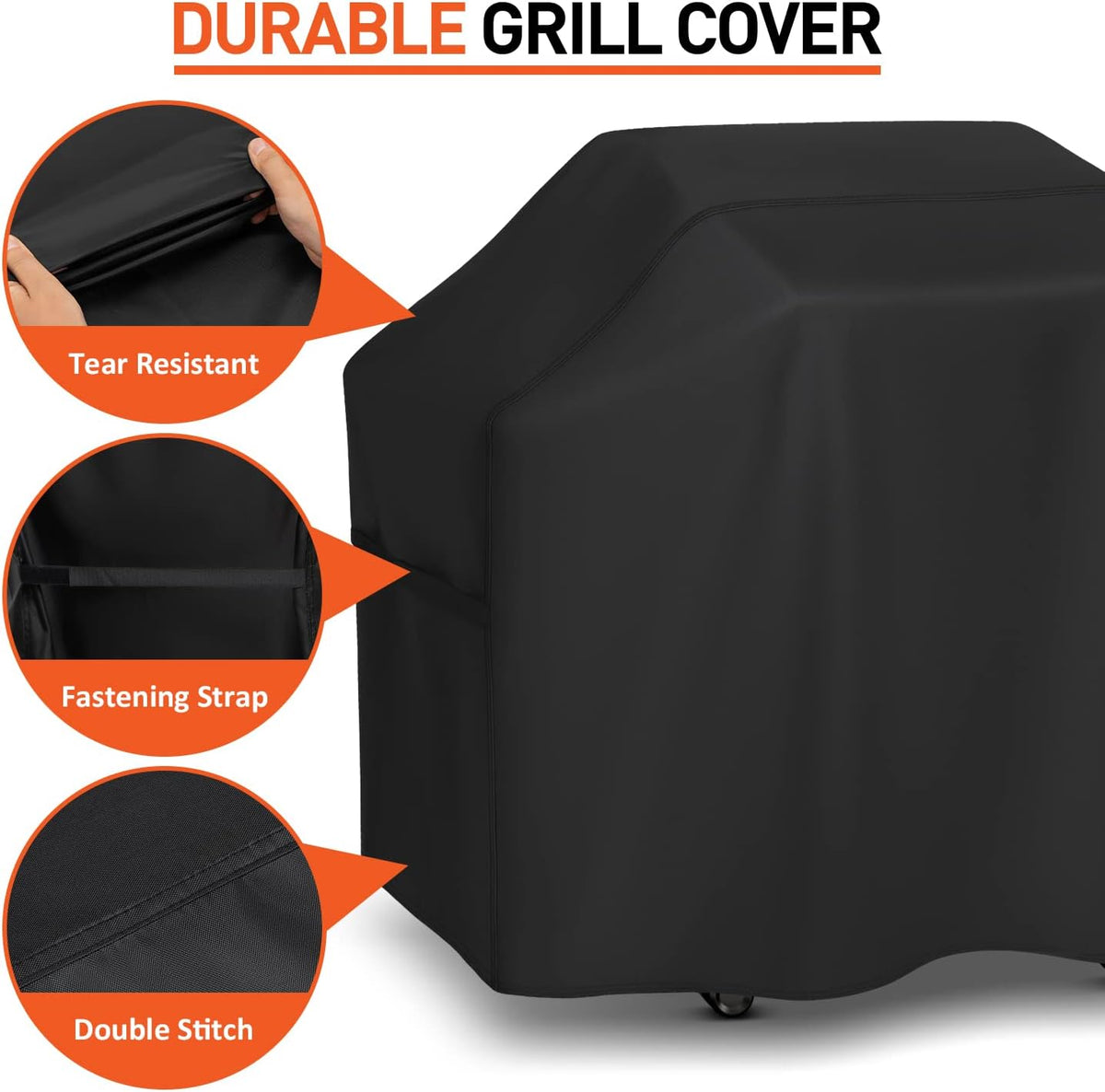 BBQ Cover 52 Inch, Grill Cover for Outdoor Grill, Waterproof and Fade Resistant Outdoor Barbecue Gas Grill Cover, All Weather Protection, Fits Weber, Char Broil, Nexgrill and and More Grills