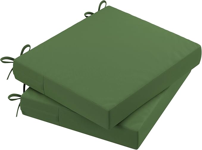 AAAAAcessories Outdoor Seat Cushions for Chairs, Waterproof, Fade-Resistant Patio Furniture Replacement Cushions, 18.5" x 16" x 3", Set of 2, Dark Moss