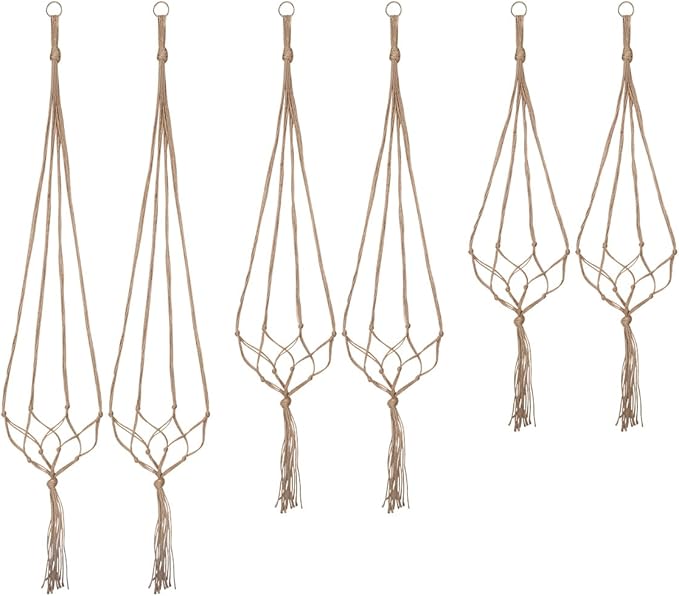 Plant Hangers Indoor Macrame Hanging Planter Holder 6 Pack, 3 Sizes