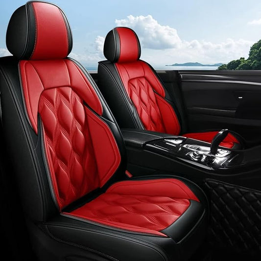 AOMSAZTO Car Seat Covers Full Set Fit for Volkswagen Tiguan 2009-2026 Waterproof Faux Leather Car Seat Cushions Automotive 5 Seat Covers Set（Black&Red）