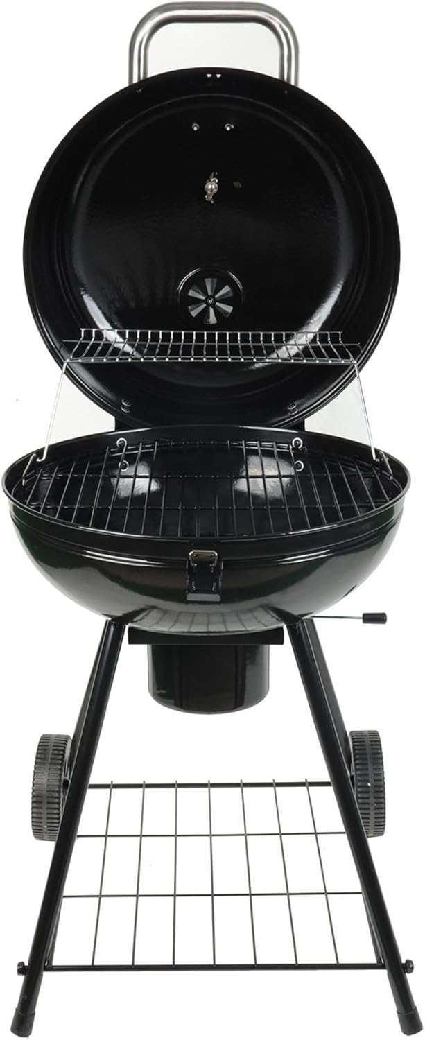 Grill Boss Charcoal Kettle Grill with Large 22-Inch Cooking Area - Includes Warming Rack, Bottom Storage Shelf, Ash Catcher & Wheels for Outdoor BBQ, Tailgating, Camping & Backyard Grilling