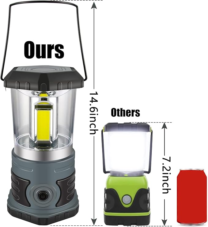 LED Camping Lantern, 1500 LM Lanterns for Power Outages with 4 D Batteries Included, Battery Powered Lantern Flashlight with 4 Light Modes, Weatherproof Tent Light for Storms and Hurricanes