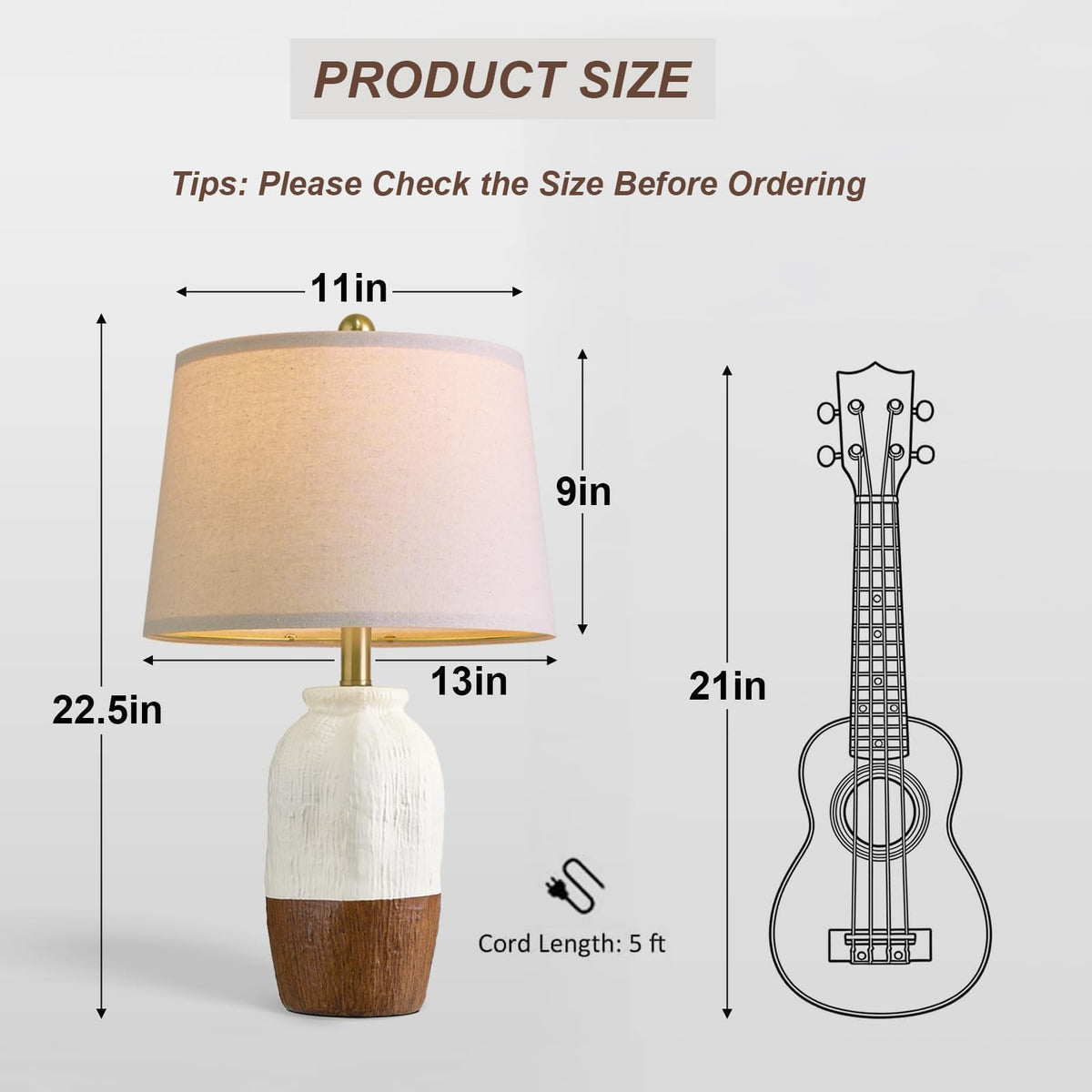 Vortether 22.5" White Ceramic Table Lamps for Bedroom, Boho Nightstand Lamp