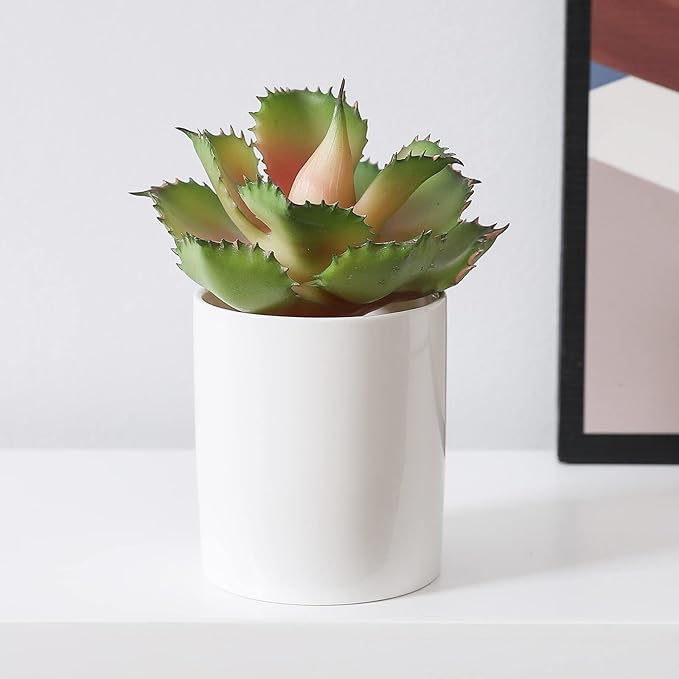 Duovlo Artificial Succulent Plant 7.08 Inch Faux Succulents Agave potatorum Flower Arrangement Craft Wall DIY Materials,Pack of 2 (Pink)