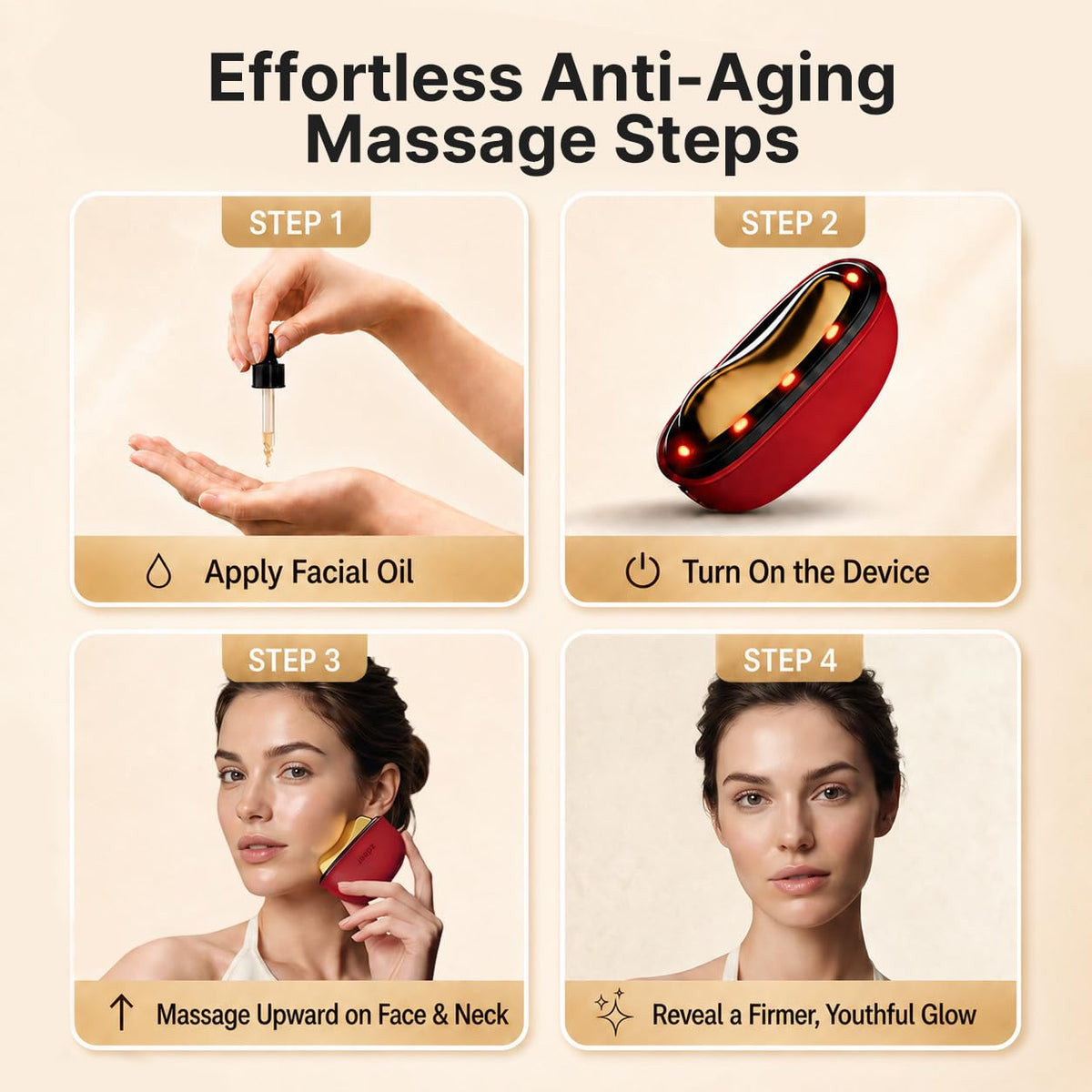 ZDEER GS5 Electric Heated Gua Sha Tool, Red Light Face Massager, Red