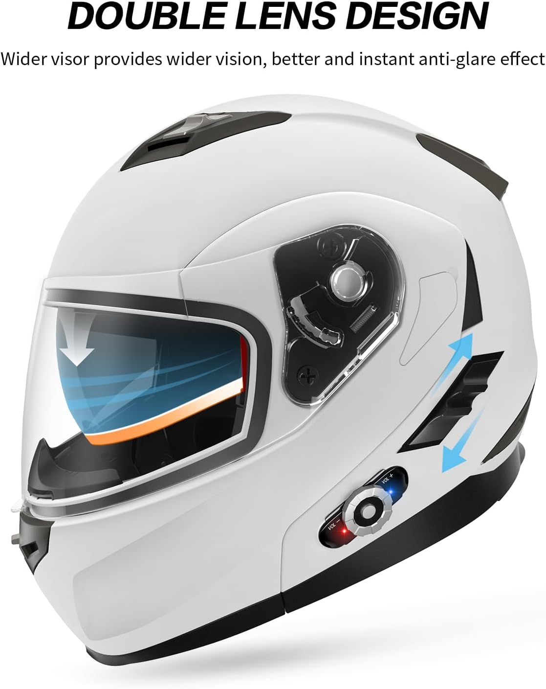 Motorcycle Helmet Bluetooth 5.0 Integrated New EPS FreedConn BM2-S Modular Flip Up Dual Visor Motorbike Helmet DOT FMVSS-218 Approved MP3 FM for Adults Men Women