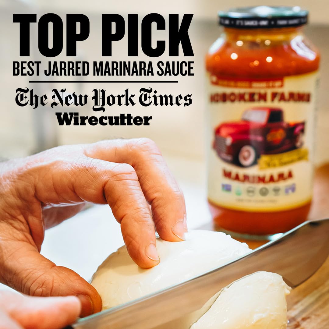 Hoboken Farms Marinara Sauce - No Sugar Added, Non-GMO, Preservative-Free, Low Carb, Keto - Better For You Pasta Sauce! (25 Fl Oz, Pack of 4)