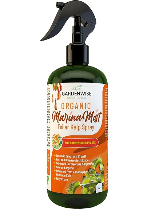 100% Organic Marina Mist Carnivorous Plant Food | Liquid Kelp Foliar Spray for Plants - Kelp Fertilizer for Venus Flytraps, Sundew, Butterworts, Pitcher Plants 8 Oz