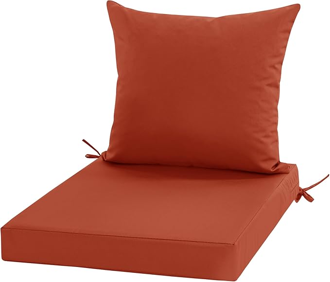 Outdoor Cushions for Patio Furniture, Waterproof Outdoor Chair Cushion w/Fade-Resistant, Removable & Machine-Washable Cover, 22x22 Inch, Deep Seat Sofa/Couch Pad Replacement – Set of 1/2/4, Rust