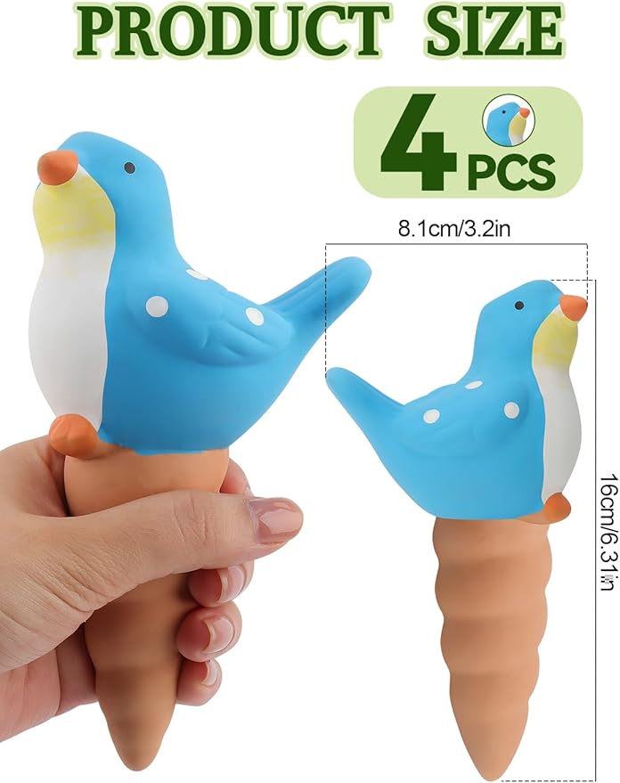 4Pcs Plant Watering Globes, Kalolary Bird Shape Self Watering Spikes Terracotta Drip Water Stakes Irrigation Watering Bulbs for Pot, Indoor, Outdoor, Vacation ﻿