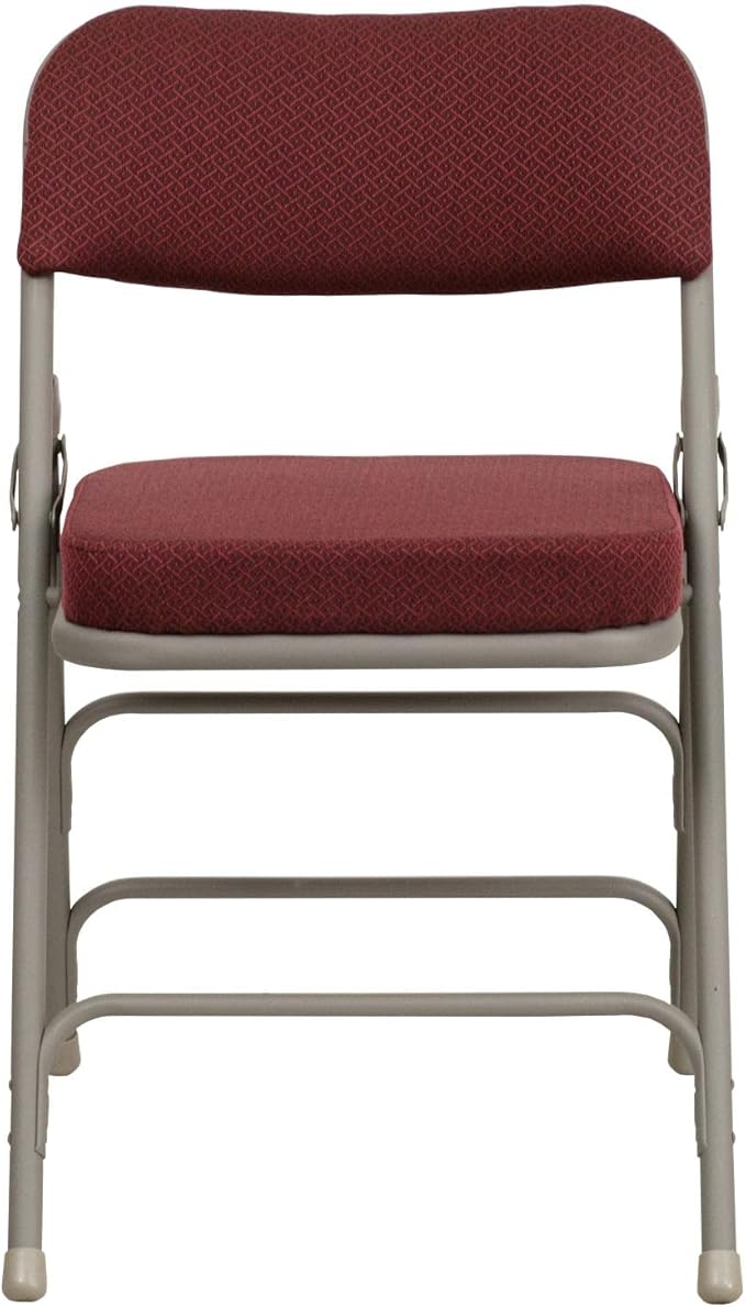 Flash Furniture 4 Pack HERCULES Series Premium Curved Triple Braced & Double Hinged Burgundy Fabric Metal Folding Chair