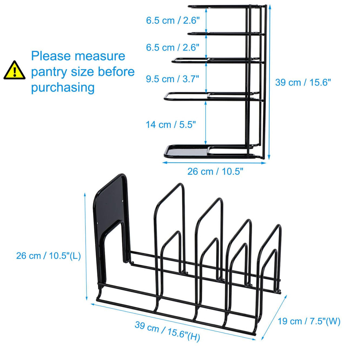 Toplife Heavy Duty Pan Organizer,5 Tier Storage Rack for Cast Iron Skillets