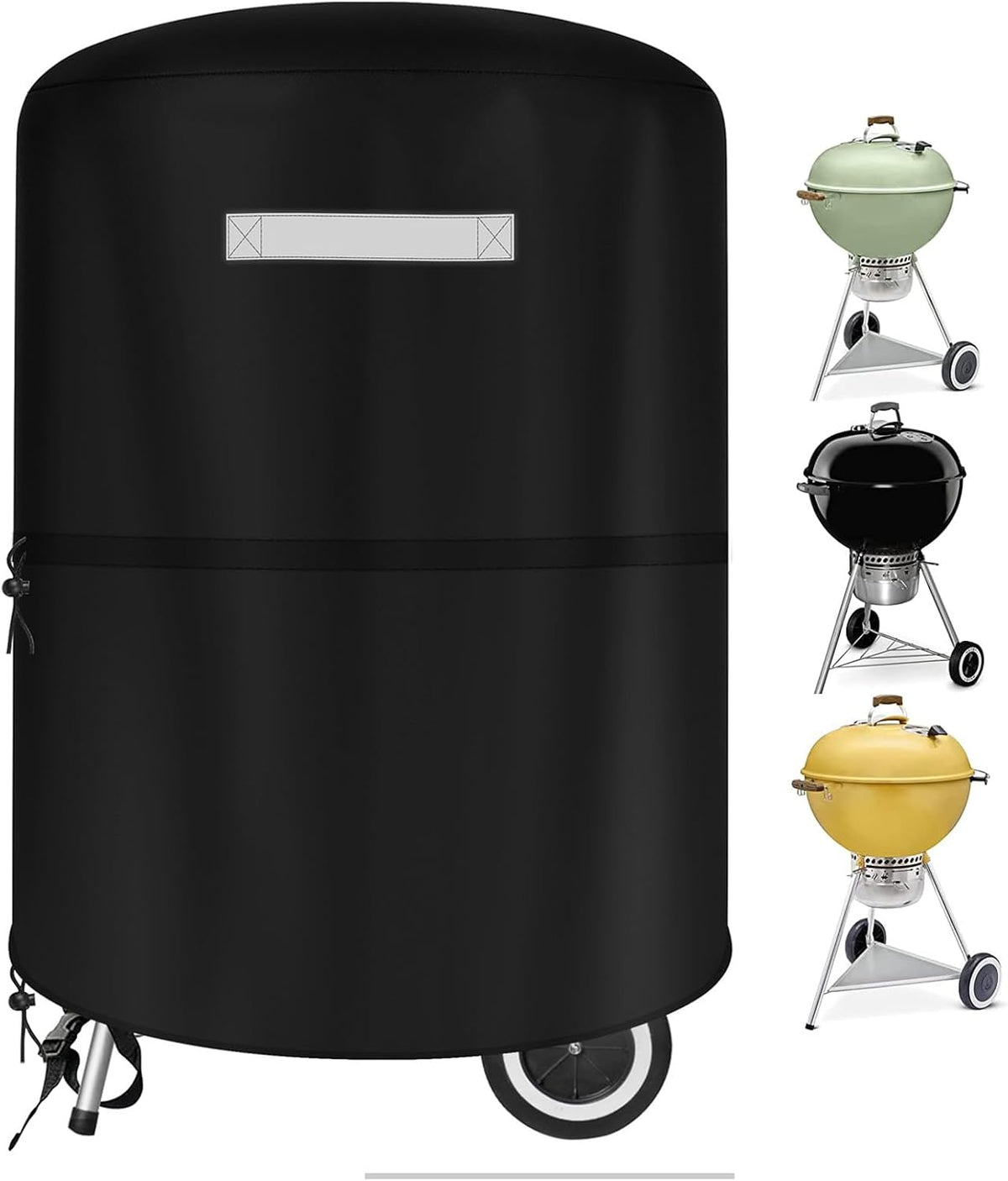 22 inch BBQ Gas Grill Cover for Outdoor Grill, Grill Cover for Weber 22 Inch Charcoal Kettle - Heavy Duty Waterproof Anti-UV Barbecue Cover for Weber Char-Broil 22 Inch Charcoal Kettle Grills, Black