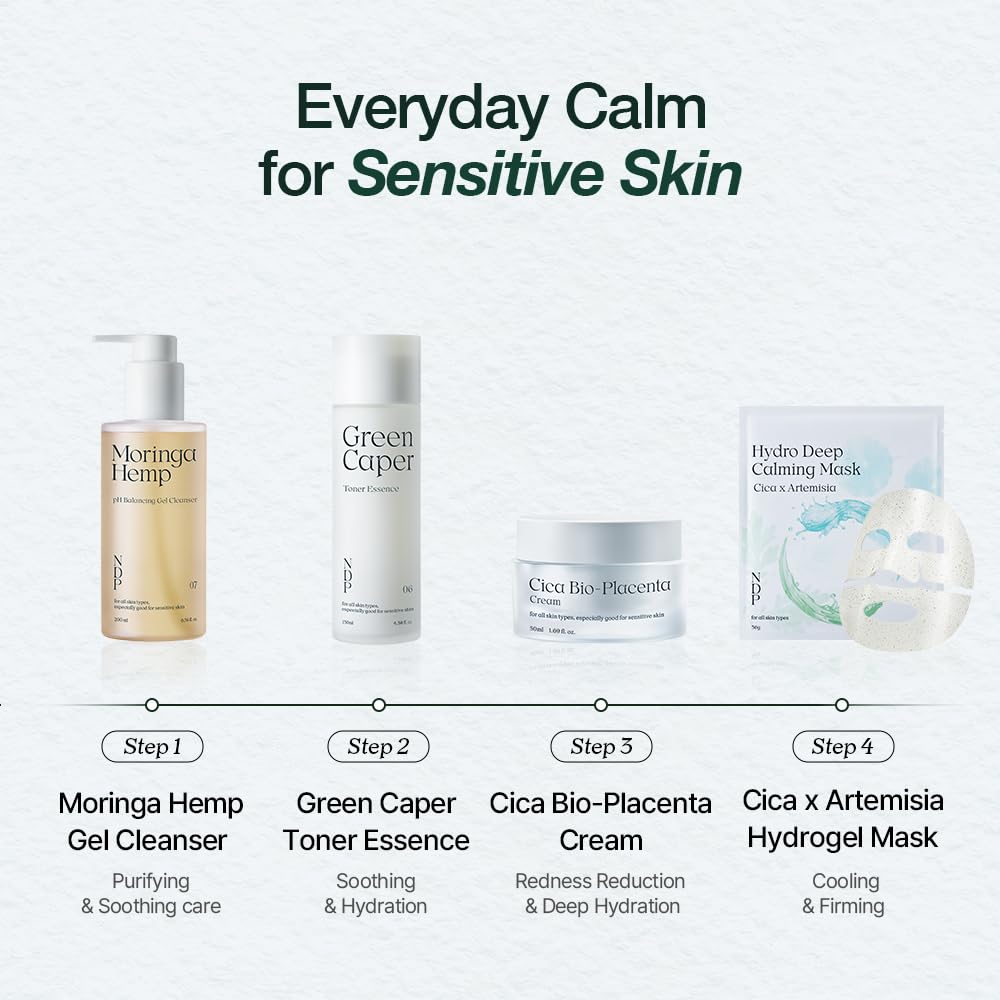 NATURAL DERMA PROJECT NDP Cica Cream - Gel Face Moisturizer for Sunburn Relief, lightweight Korean Moisturizer for Sensitive Skin, Centella Asiatica, Hydrating, Calming, Soothing (1.7 Fl oz / 50ml)