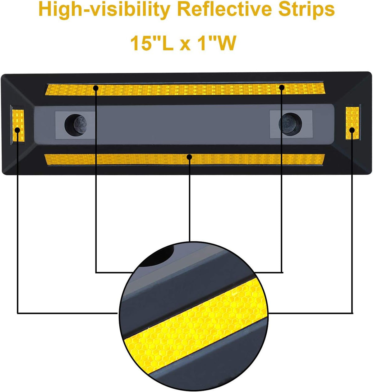 2 Pack Rubber Parking Guide Blocks Heavy Duty Wheel Stop Stoppers for Car Garage Parks Professional Grade Parking Rubber Curb w/Yellow Refective Stripes for Truck RV Trailer 21.25"(L)x5.7"(W)x3.54"(H)