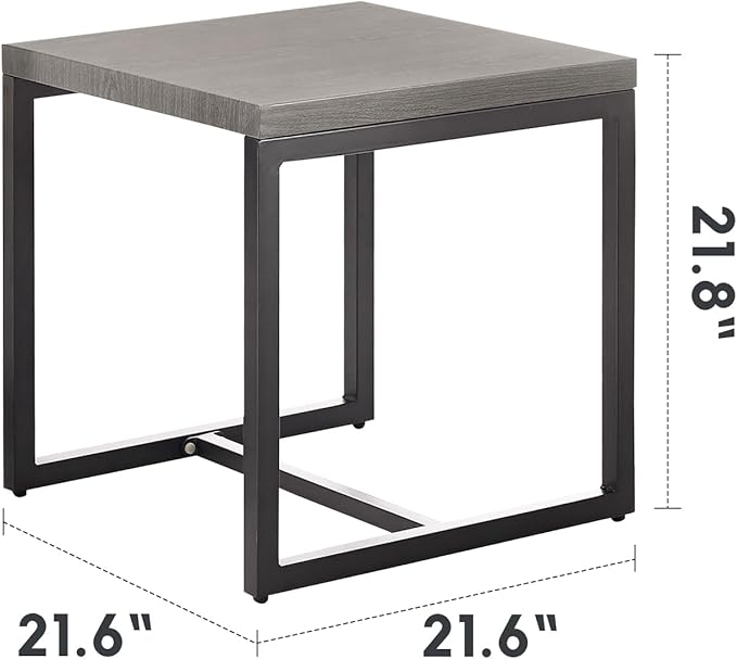 Patio Tables Outdoor Coffee Table - Steel Side Tables End Table for Proch Deck Balcony Garden Squre Grey Tabletop