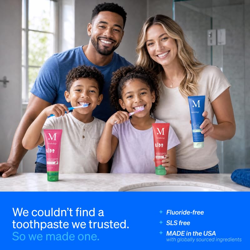 Mouthology 10% Nano Hydroxyapatite Toothpaste Fluoride Free, Whitening*, Rod Shaped nHA, Xylitol Toothpaste for Adults, Enamel Care*, Sensitive Teeth*, SLS Free, Mint 4oz (USA Made) Package May Vary