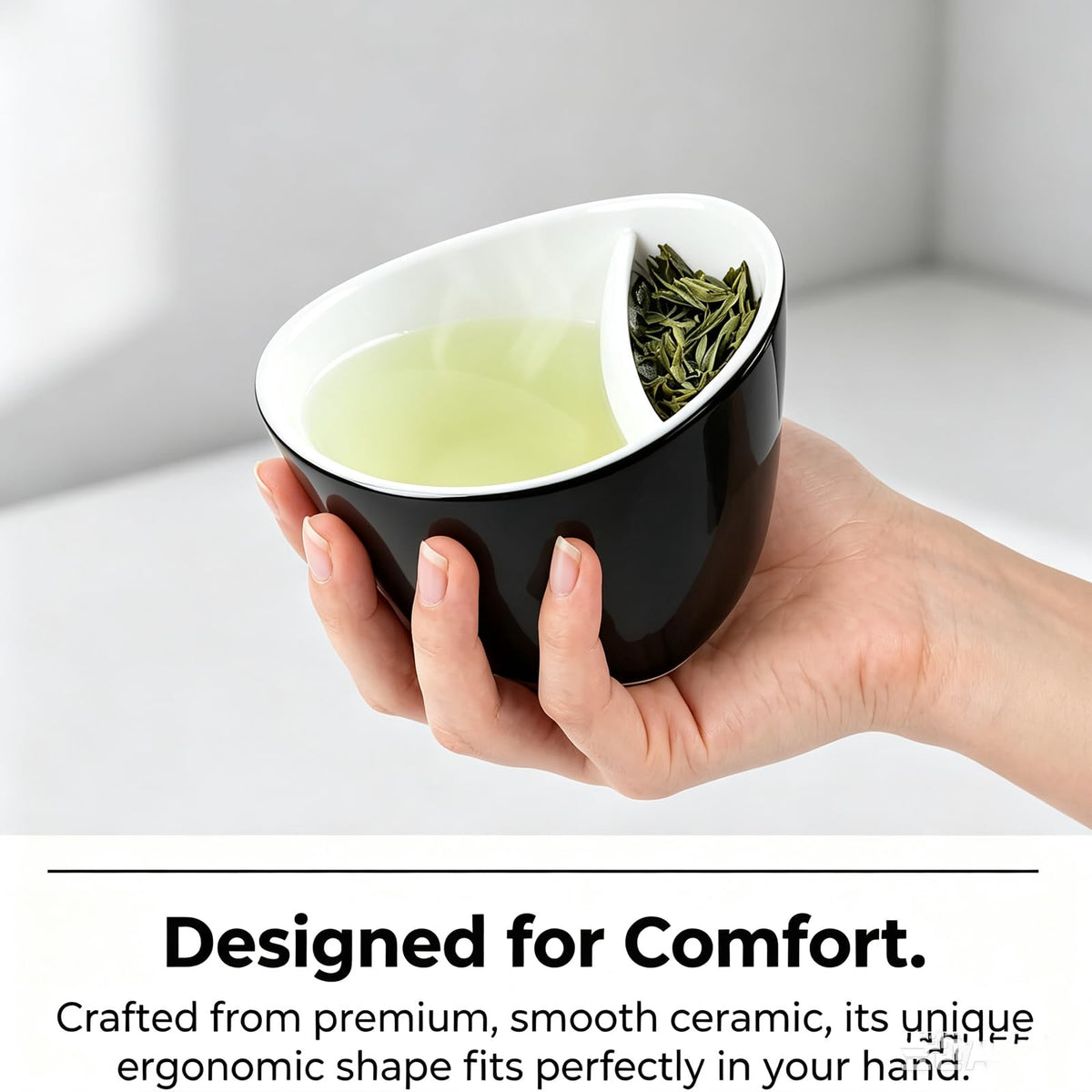 Samelek 2026 New Cup Tilt Tea Cup with Built-in Strainer, One Piece Travel Cup | Cup Tilt Tea Cup, with Infuser, One Piece Travel Cup (Black)